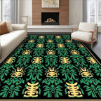 Black Green Yellow Tribal Repeat Rug