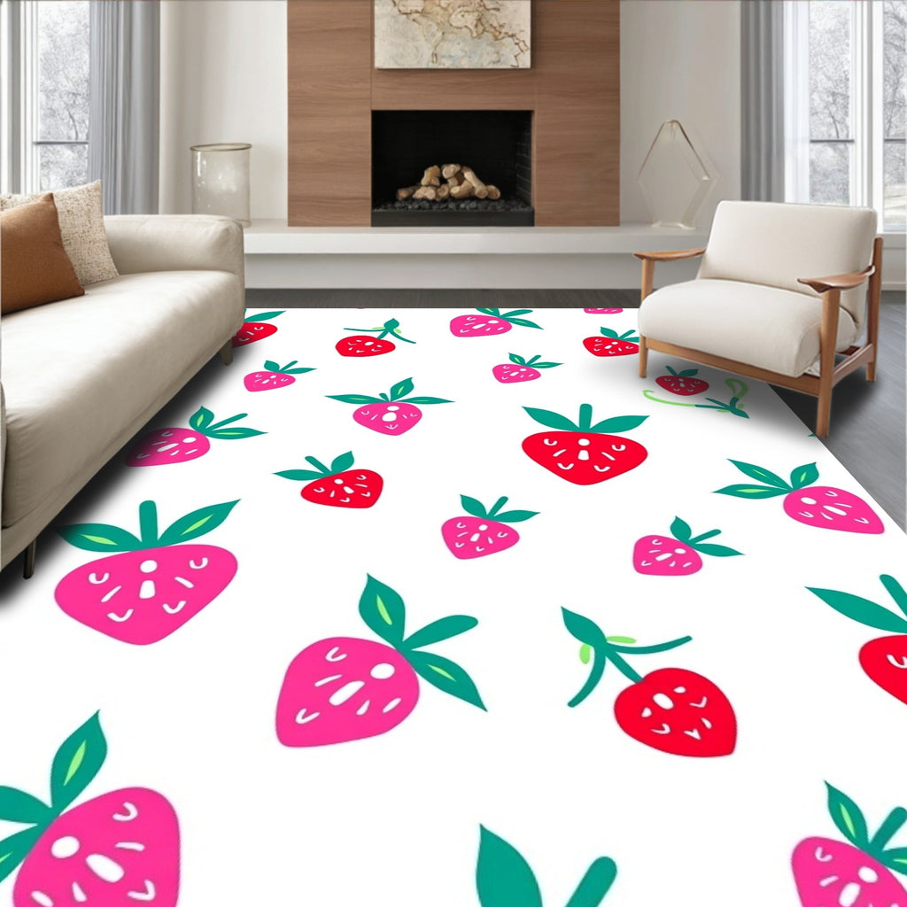 Sweet Strawberry Patch Red Pink Rug