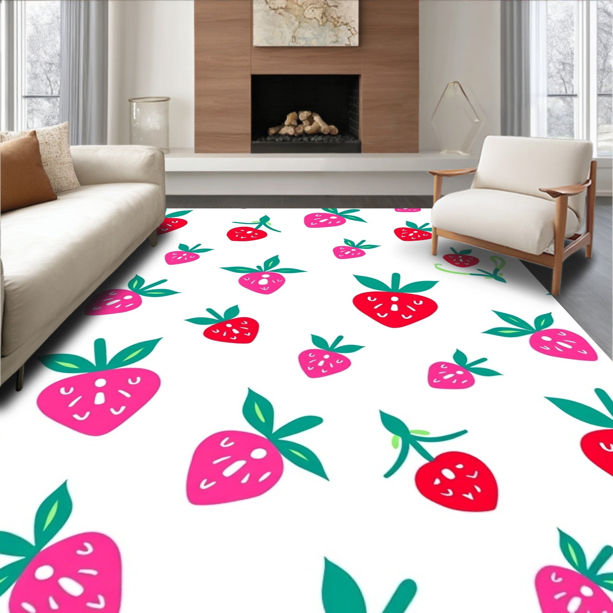 Sweet Strawberry Patch Red Pink Rug