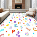 Alphabetical Starburst Rainbow Letters Rug