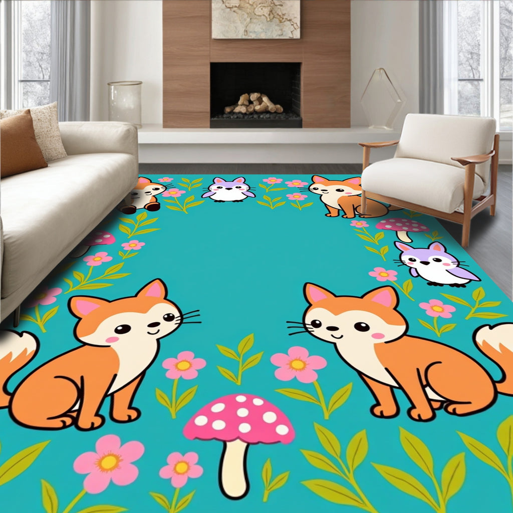 Whimsical Foxes And Forest Friends Rug
