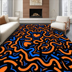Bold Orange Blue Heart Swirl Rug