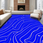 Cobalt Blue Flowing Whimsical Lines Rug