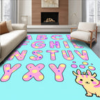 Pink Purple Yellow Polka Dot Alphabet Rug