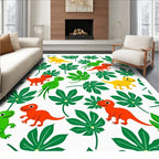 Jungle Dinosaurs Green Foliage Friends Rug