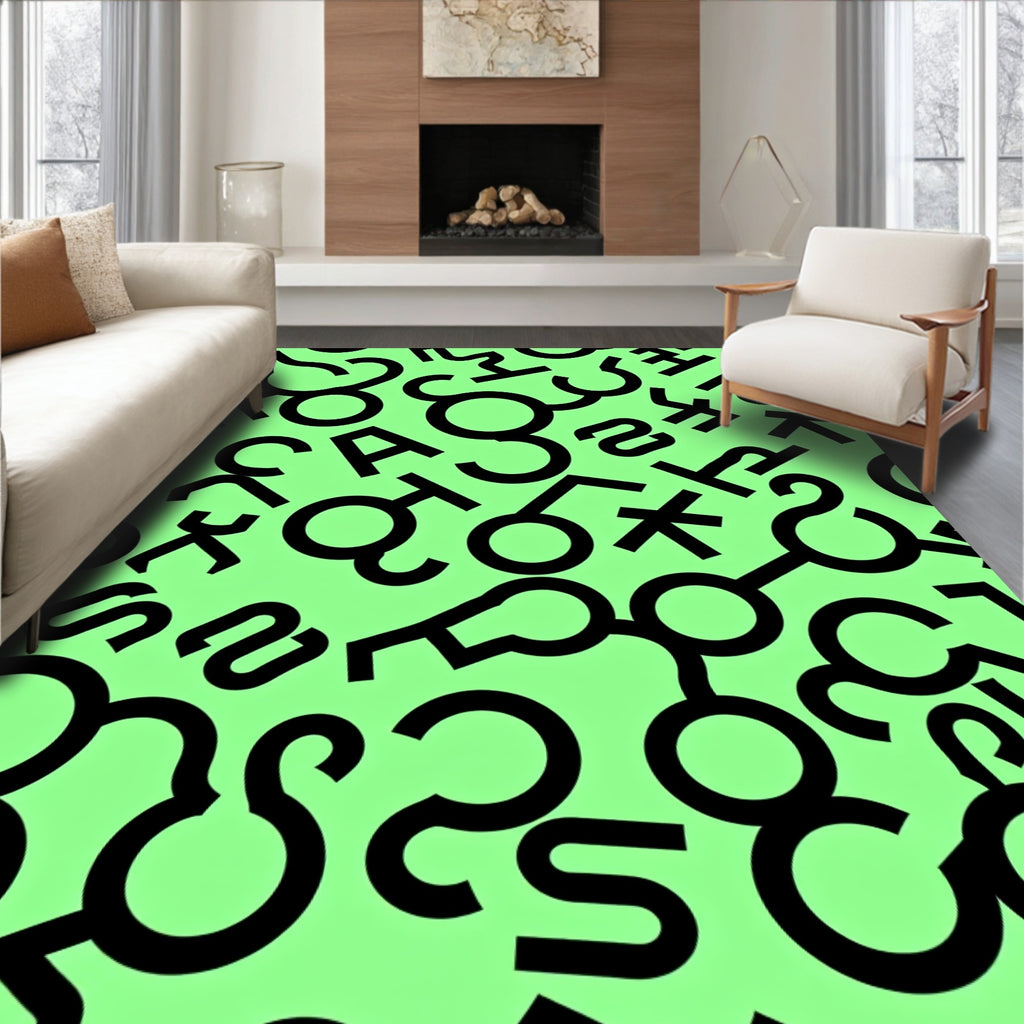 Bold Black Astrological Symbols Rug