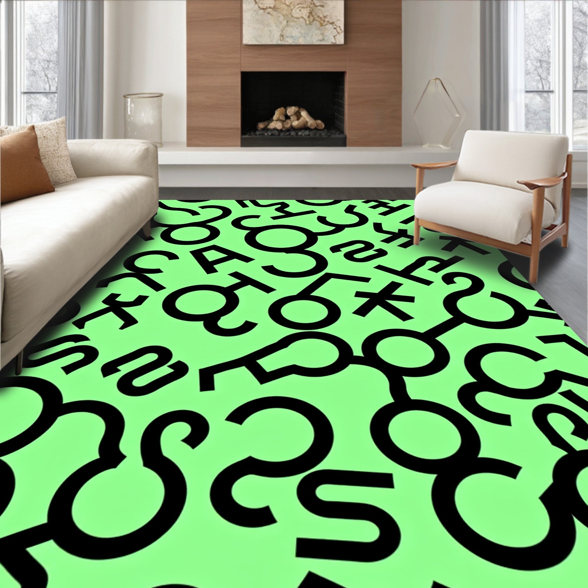 Bold Black Astrological Symbols Rug