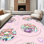Cute Pink Anime Girls Tea Party Rug