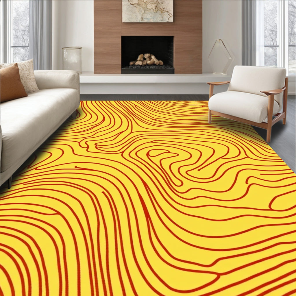 Crimson Wave Contour Yellow Rug