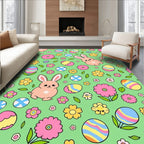 Playful Easter Bunny Egg Flower Meadow Rug