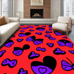 Red Violet Heart Bow Butterfly Collage Rug