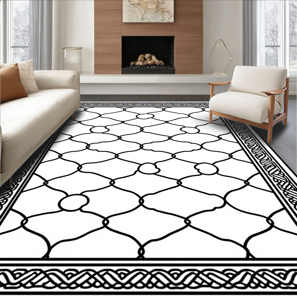 Monochromatic Interlocking Lattice Border Rug