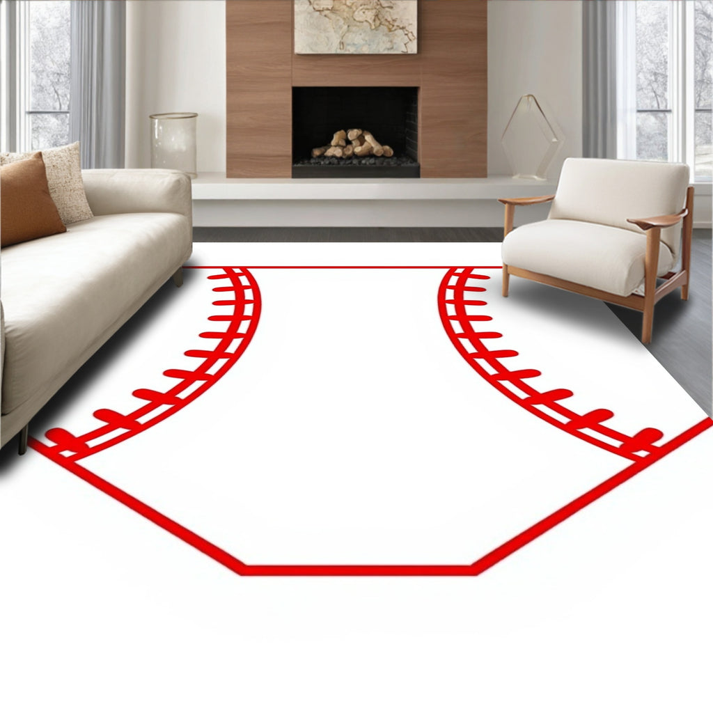 Crimson Red Baseball Stitch Rug