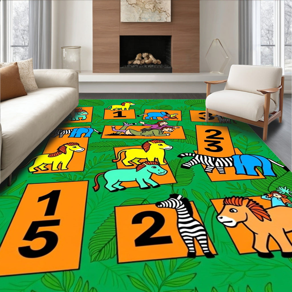 Jungle Animals With Numbers Collection Rug