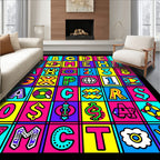Vivid Alphabet Grid Pop Art Rug