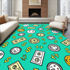 Yellow Dollar Coins and Bills Background Rug