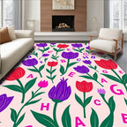 Vibrant Tulip Alphabet Garden Rug