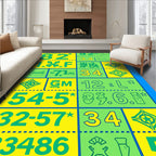 Bold Yellow Green Geometric Grid Rug