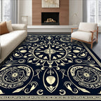 Navy Cream Floral Sunburst Medallion Rug