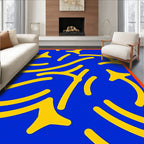 Bright Blue Yellow Organic Shapes Rug