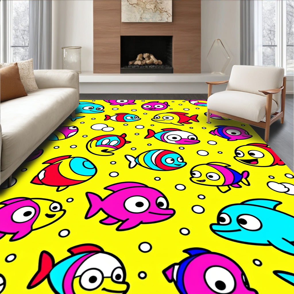 Playful Aquatic Fish Crowd Rug