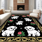 Golden Rose Puppy Playful Vignette Rug