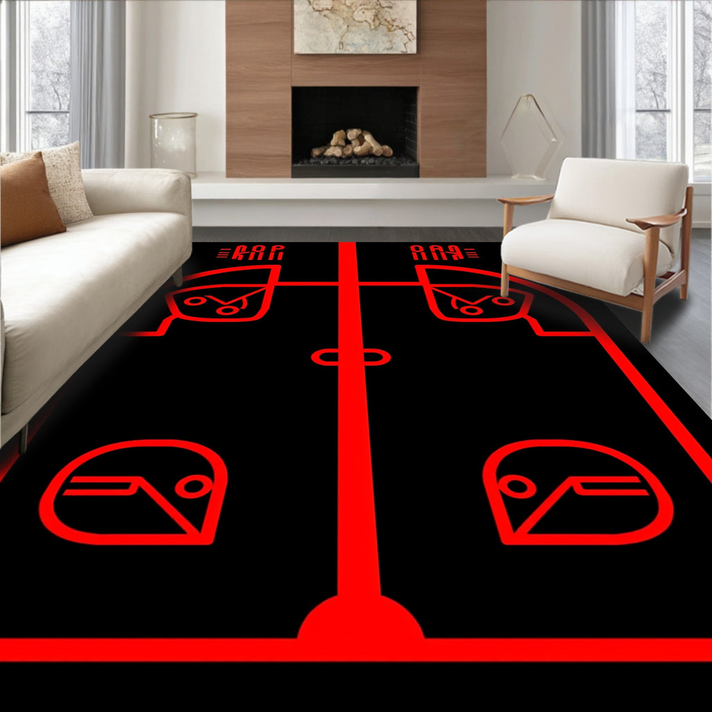 Red Abstract Geometric Figures Rug