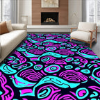 Retro Pink Teal Abstract Swirl Rug