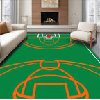 Green Orange Basketball Court Graphic Rug