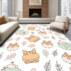 Cute Fox and Owl Autumn Leaves Rug