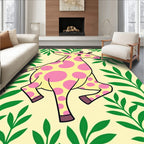 Playful Giraffe Jungle Leaves Rug