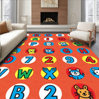 Playful Alphabet Animal Circular Collage Rug