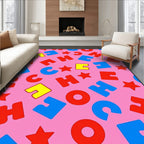 Pink Pop Alphabet Stars Rug