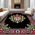 Black Red Gold Crest Oriental Rug