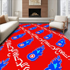 Crimson Blue Abstract Chain Rug