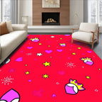 Red Playful Hearts Stars Crown Figures Rug