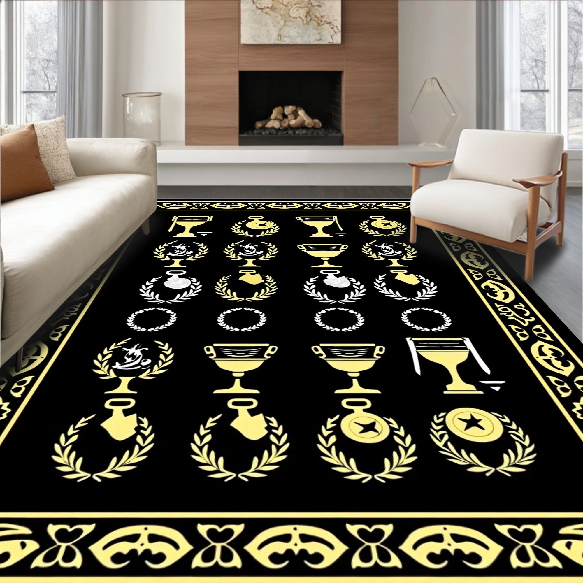 Golden Trophies Laurel Wreath Collection Rug