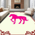 Vibrant Magenta Galloping Horse Art Rug
