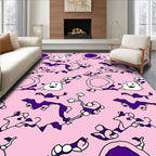 Whimsical Purple Creature Pink Play Rug