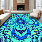 Turquoise Blue Intricate Floral Medallion Rug