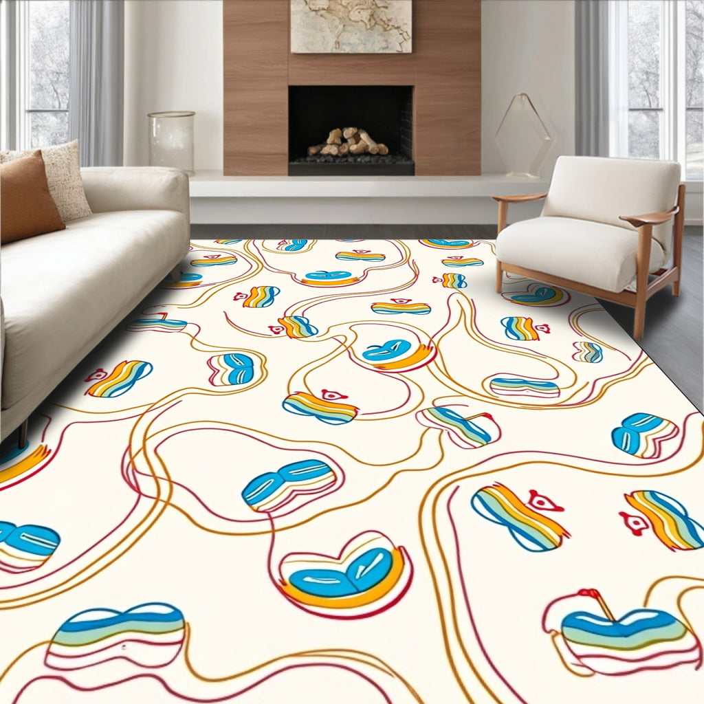 Wavy Multi Colored Abstract Forms Rug