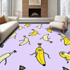 Whimsical Yellow Bananas Purple Background Rug