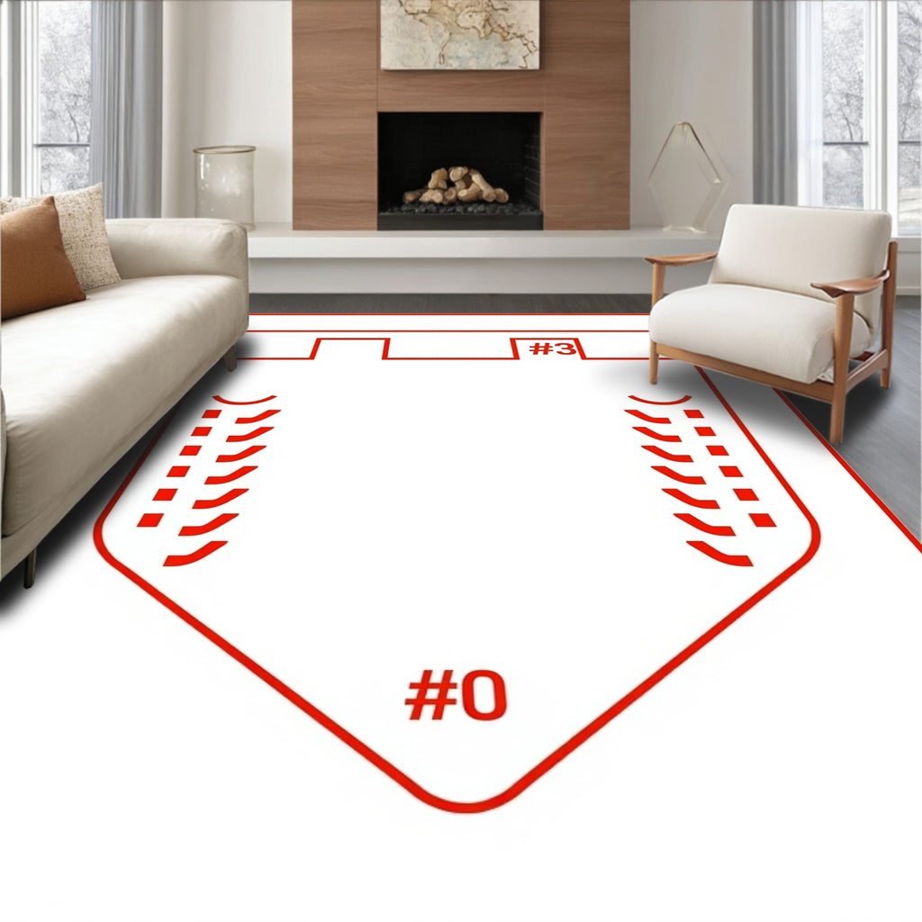 Red Outline Baseball Home Plate Graphic Rug