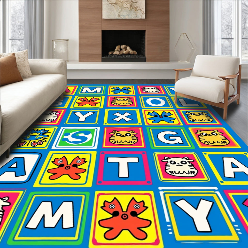 Bold Alphabet Pop Art Blocks Rug