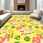 Yellow Pink Rooster Garden Medallion Rug