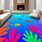Playful Aquatic Dolphins Coral Scene Rug