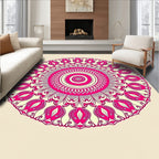 Vibrant Pink Mandala Circular Motif Rug