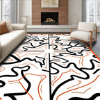 Bold Orange Black Wavy Abstract Rug
