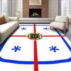 Black and Gold Hockey Emblem Rug
