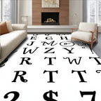 Alphabet Collage Black White Rug